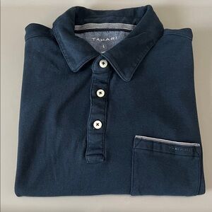 Tahari Short Sleeve Polo Navy Blue Size Large